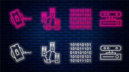 set line computer network binary code wireless vector image
