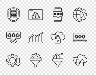 set line cost reduction cloud download and upload vector image