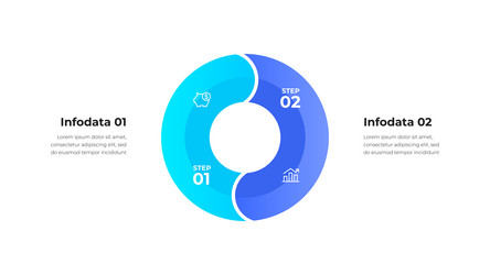 circular diagram with two data steps and icon vector image
