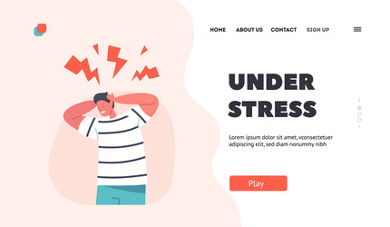 Kid stress landing page template furious boy vector