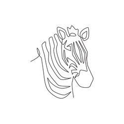 One continuous line drawing zebra head for zoo vector