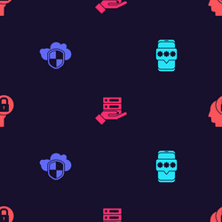 set mobile and password cloud shield server vector image