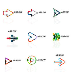 set of linear arrow abstract logos connected vector