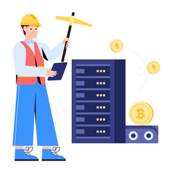 a customizable flat of bitcoin mining vector image