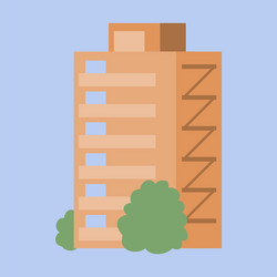 a modern multi-storey building with complex vector image
