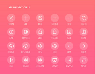 app control system user interface ui icon set vector image