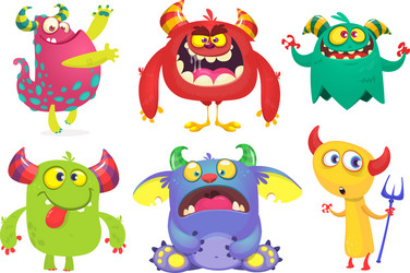 cartoon monsters set for halloween vector