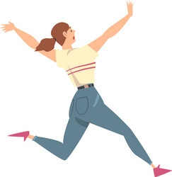 frightened young woman running away cartoon style Vector Image