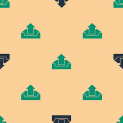 green and black upload inbox icon isolated vector image