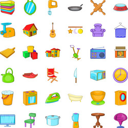 Indoor icons set cartoon style vector