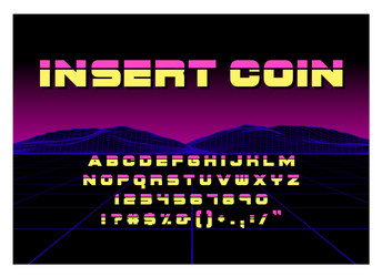 80s Synthwave Font - Retro Futuristic vector image