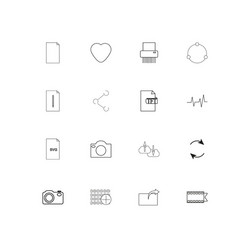 files and folders sign linear thin icons set vector image