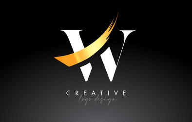Brush stroke letter w logo design with artistic Vector Image