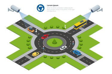 security camera detects the movement of traffic vector image