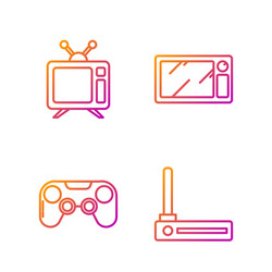 set line router and wi-fi signal gamepad vector image