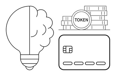 lightbulb with brain concept token coins stack vector image