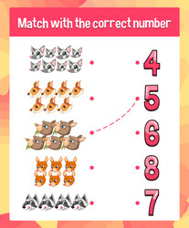 match by count with different types of animals vector image