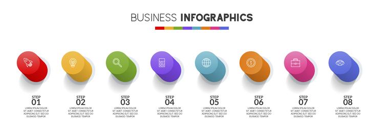 Infographics design template and icons with 8 vector