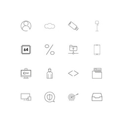internet technologies linear thin icons set vector image