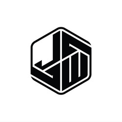 jw logo monogram hexagon shape with ornament vector image