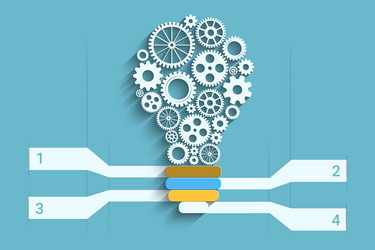 Paper Cut Lightbulb with Gears - Innovation Concep vector image