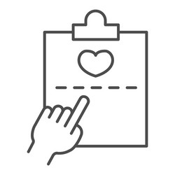 patient questionnaire with heart and hand pointer vector image