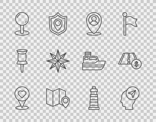 set line location with heart person folded map vector image