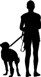 silhouette of people and dog Vector Image