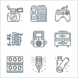 technology devices line icons linear set quality vector image