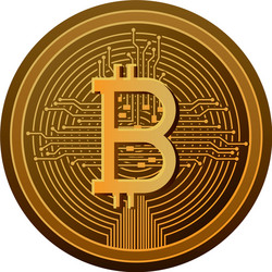 bitcoin with circuit lines commerce technology vector image