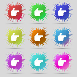 Pointing hand icon sign a set of nine original vector