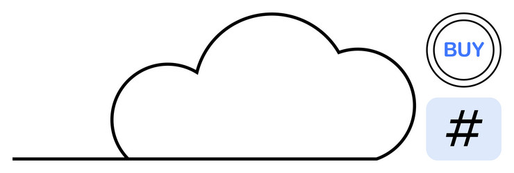 cloud with circular buy button and metadata tag vector image