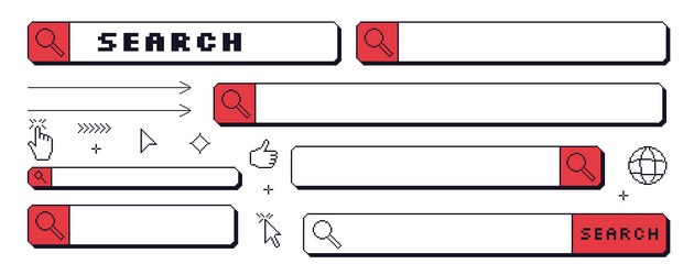 search bar pixel art set 8bit web browser vector image