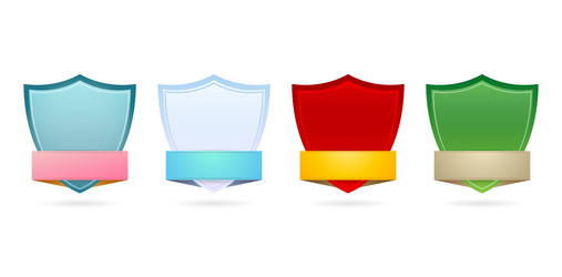 label badge colorful shields with ribbons isolated vector image