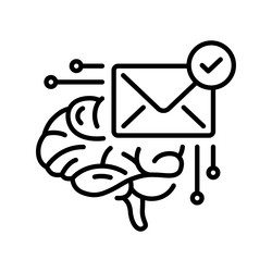 Brain and network icon with verified email vector