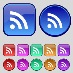 rss feed icon sign a set of twelve vintage buttons vector image