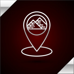 silver line map pointer with egypt pyramids icon vector image