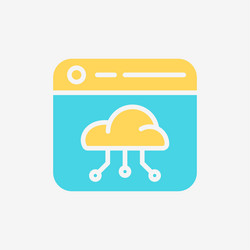 flat icon web window panel with cloud system vector image