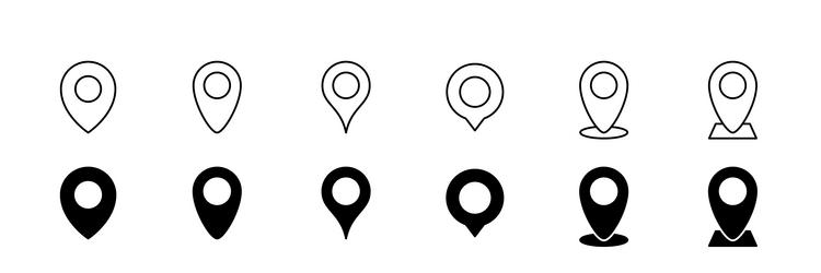 location pin icon set map pointer navigation vector image