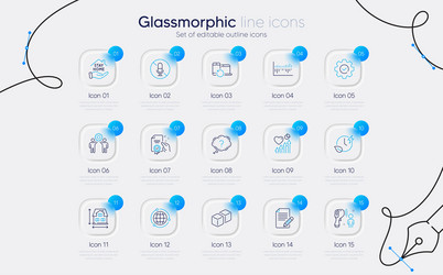 set of execute globe and certificate line icons vector