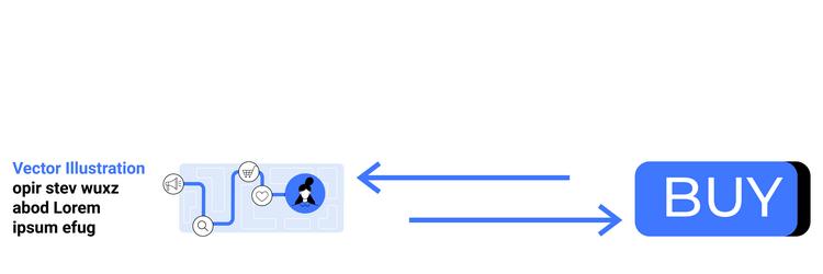 abstract flowchart with large buy button connected vector image