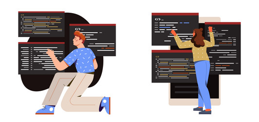 collection of programmers at work vector image