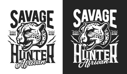 African Cheetah Hunting Emblem Vector Image