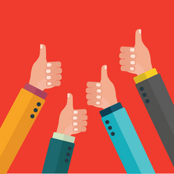 businessmen holding thumbs up in approval concept vector