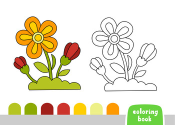 Coloring book for kids flower page template vector