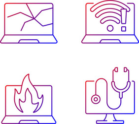 computer issues gradient linear icons set vector image