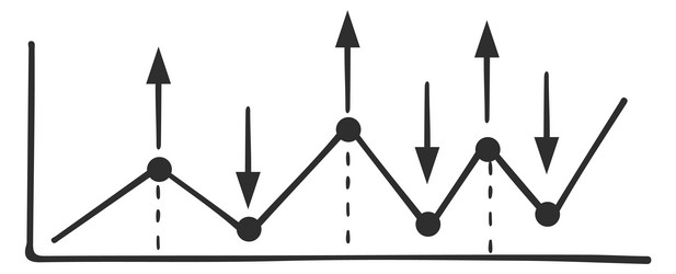 statistical linear diagram with up and down arrows vector image