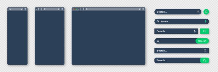 blank internet browser window with various search vector image