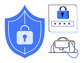 digital security shield with lock password vector image