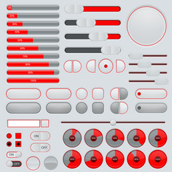 set of interface buttons red and gray collection vector